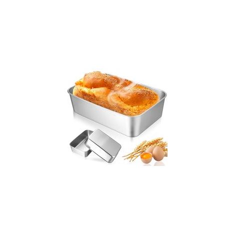 3 Pcs Moule à Pain de Mie Rectangulaire Inox, Moule a Cake, Moules à Gâteaux Pâtisserie en Acier Inoxydable pour Cuisson de Toasts Pain Desserts Tarte Lasagne (2214.56.5cm)