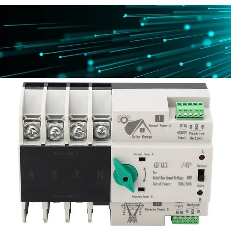 Automatische Umschaltanlage für 400 V Wechselstrom mit Millisekunden-Schaltzeit und unterbrechungsfreier Stromversorgung. Zeitverzögerter Schaltregler, 50/60 Hz, Photovoltaik-Netzanschluss, 4P125A. (1/5)