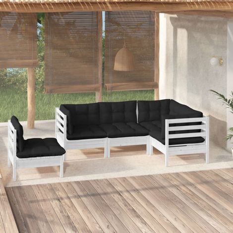 7-tlg. Garten-Lounge-Set mit Kissen Weiß Kiefernholz vidaXL (1/5)