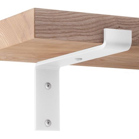 HOLZBRINK Metall Regalträger für Wandregal, Wandhalterung 250 mm, Weiss, 2 Stück, HLR-Z-250-9016