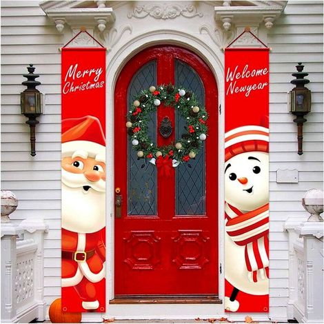 Weihnachtsdekoration für Veranda, Außentür, Banner, Weihnachtsdekoration, Haustür, Frohe Weihnachten, Schild für Stadt, Land, Bauernhaus, Wandbehang im Freien (1/5)