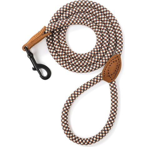 1 - Laisse pour Chien - Cuir Véritable - Corde Résistante 1,5cm - Fermoir Métal Pivotant 360° - Dressage et Promenade Extérieure - Marron - 180x1,5cm (1/5)