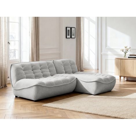 BOBOCHIC - Canapé d'angle fixe modulable SERENA tissu chiné   Gris clair