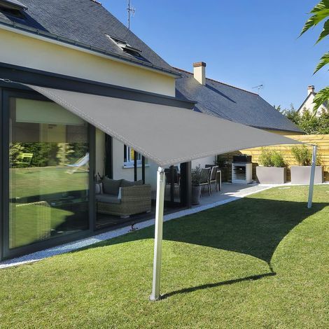 3x4m Gris Voile d’ombrage Rectangulaire Carré, Toile Imperméable Une Protection des Rayons UV à 95%, Voile Ombrage pour en Plein air, Jardin & Terrasse