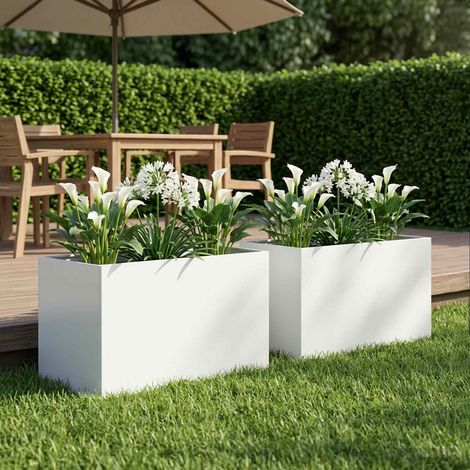 vidaXL Macetero de Jardín 2 uds. Blanco 60 x 40 x 40 cm (1/5)