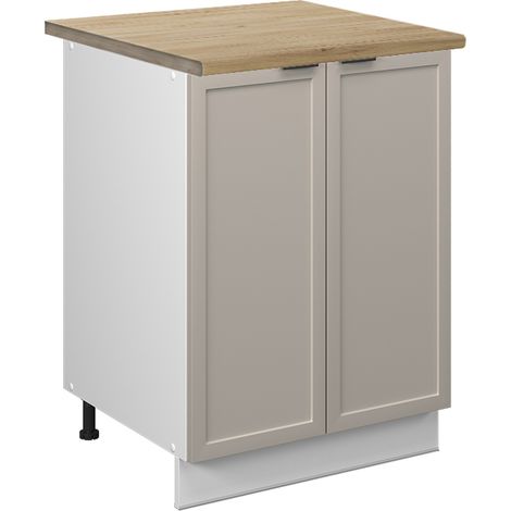 Meuble bas de cuisine Fame-Line, GrisBeige, 60 cm, PT Chêne, Vicco