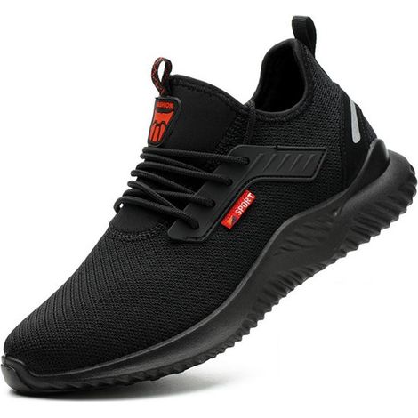 Baskets de sécurité légères pour femmes – Embout acier, semelle anti-perforation et antidérapante – Noires – Taille 37 – Chaussures de travail sportives (1/3)