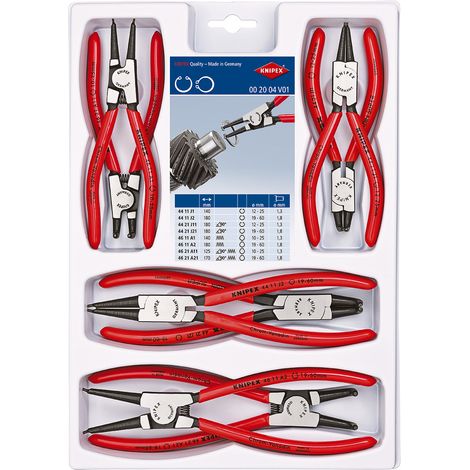 KNIPEX 00 20 04 V01 Set of Circlip Pliers 8 parts