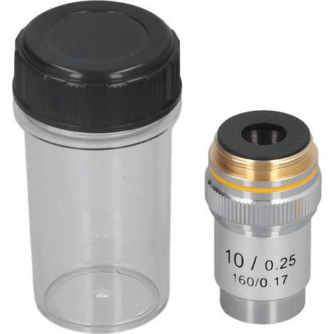 Objectif achromatique 10X grossissement 195 mm, lentille haute puissance pour microscope, interface 20,2 mm (1/5)