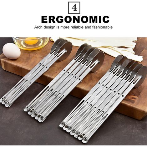 Couteau à Pizza en acier inoxydable à 5 roues, diviseur de pâte réglable pour pâtisserie, pâtes, gâteaux, biscuits, outil de cuisson de cuisine (1/5)
