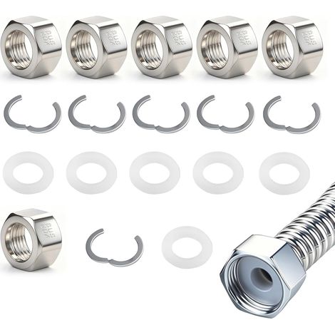 6 Pièces Raccord 3/4" pour Tuyau Ondulé DN20, Kit de Raccordement en Acier Inoxydable, pour Installation Solaire et Sanitaire (1/5)