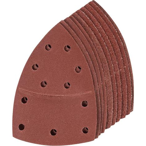 Klettschleifblätter für Multischleifer, 102 x 62 mm, 93 mm, 10er-Pckg. Je 2 x 40er-, 60er-, 80er-, 120er- u. 180er-Körnung