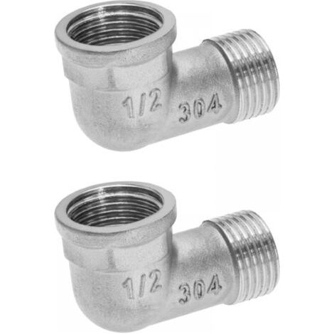 2 piezas BSP 1/2 pulgada de acero inoxidable, rosca macho a rosca hembra, accesorios de plomería, codos, reductores internos y externos para conexión de tuberías de agua sanitaria (1/3)