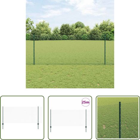 vidaXL Terrassenzaun - Zaun mit Pfosten Grün 1 x 25 m Stahl (1/5)