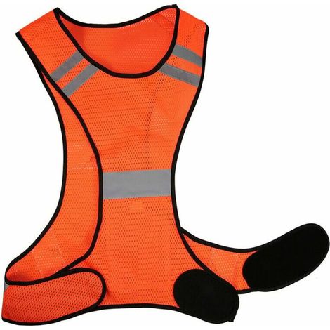 Leger Respirant Mesh Gilet Reflechissant Haute Visibilite Gilet De Securite De Vitesse Pour Running Marche Cyclisme Jogging, Orange (1/5)