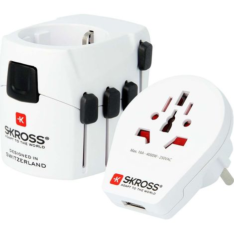 El potente adaptador de viaje mundial de 3 pines para viajeros de todo el mundo con puerto USB
