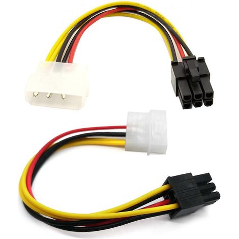 Câble d'alimentation pour carte vidéo PCI-Express PCIE 4 broches Molex vers 6 broches de haute qualité (neuf) (1/5)