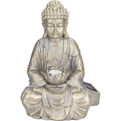 Statue Bouddha Solaire Éclairage Jardin - Décoration Zen pour Terrasse, Cour et Balcon