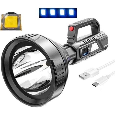 Lampe torche LED, Projecteur de recherche portable charge rapide USB avec affichage électrique intelligent (1/5)