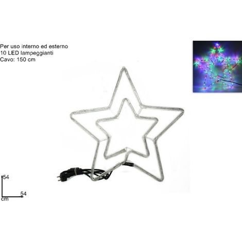 Doppia Stella Con Led Multicolor Lampeggianti 54cm DUE ESSE CRHISTMAS