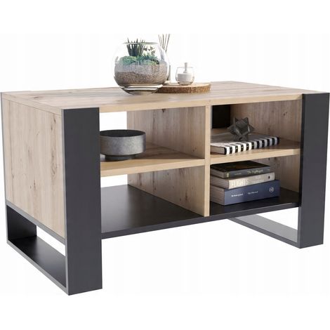 Figa Couchtisch mit Ablage, Loft Couchtisch ARTISAN BLACK für das LOFT Wohnzimmer (1/4)