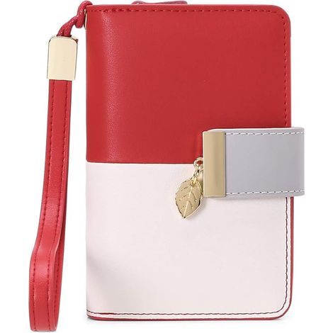 Portefeuille en cuir pour femme avec protection RFID, avec pendentif feuille (1/2)