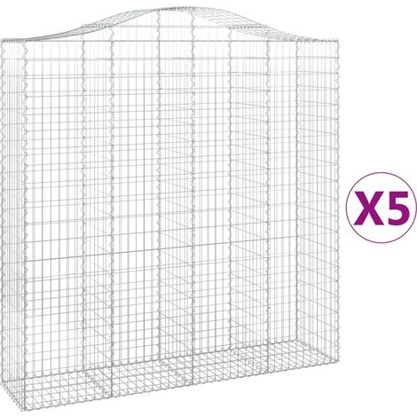 Maison Exclusive - Paniers à gabions arqués 5 pcs 200x50x200/220 cm Fer galvanisé