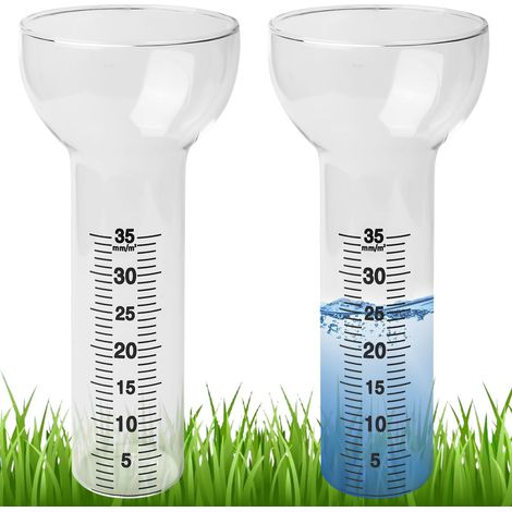 Lot de 2 pluviomètres en verre de rechange pour les mesures de 1 à 35 mm, en verre, jauge de pluie, en forme d\'entonnoir pour affichage de l\'eau de jardin en plein air pour la pluie (1/5)