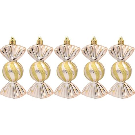 Ciondolo decorativo - Ornamenti in vetro da appendere - 5 pezzi - Accessori per caramelle placcati oro - Dolcetti colorati - Ideale come decorazione per finestre - Oro (1/3)