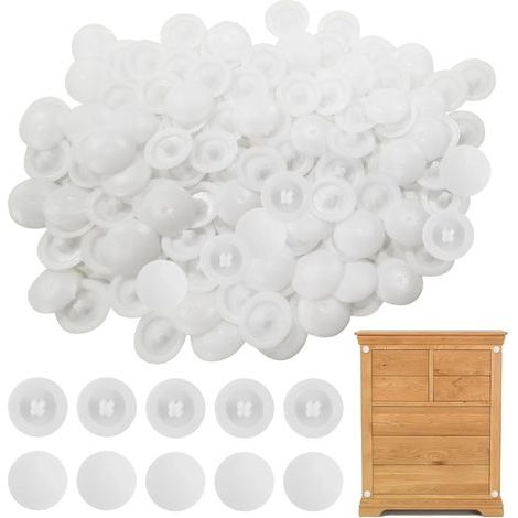 Cache Vis Blanc, Imperméable, Rond, 100 Pièces, Plastique, Cruciforme 7 mm pour Meubles, Couvercles de Protection Décoratifs, Installation Murale (1/5)