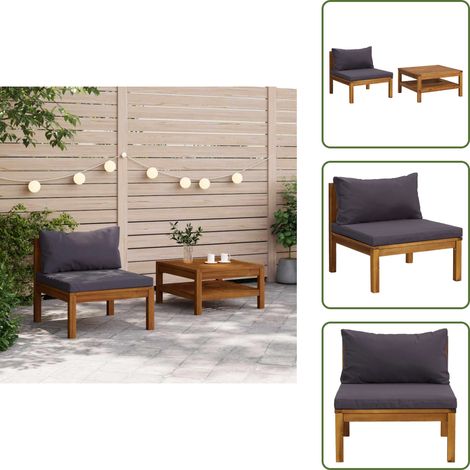 Tavolo da giardino - vidaXL Set Divani da Giardino 2pz Cuscini Grigio Scuro Massello Acacia - Divano in acacia