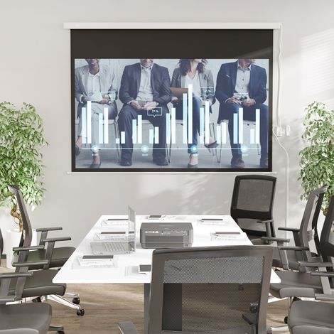 Écran vidéoprojecteur 100 Pouces, 16:9 4K HD écran de projection motorisé et électrique, écran de projection tv et home cinéma, montage mural ou plafond, panneau de commande et télécommande