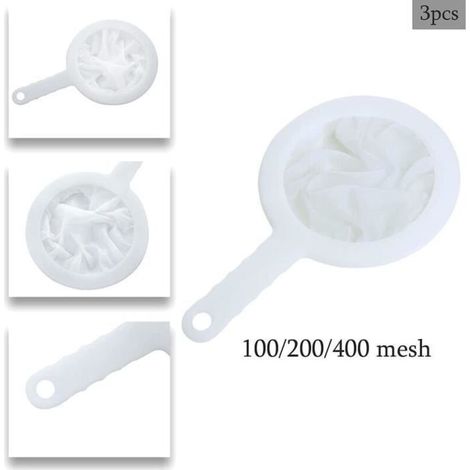 Küchensieb – 3-teilig (100/200/400 Mesh) – Wiederverwendbares Nylon – Sieb und Löffel (1/3)