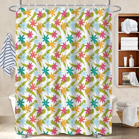 Ensemble rideau de douche polyester avec anneaux 180x180 aéré rideau imperméable pour mur irrégulier (1/5)