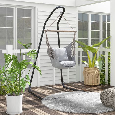 Supporto per sedia sospesa, struttura per sedie sospese, staffa per sedia sospesa, 133 cm x 116 cm x 195/230 cm, nero