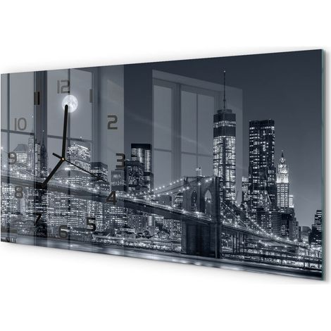 Horloge Murale Horizontale Artistique 60x30 cm Décoration Murale Moderne Manhattan, New York (1/5)