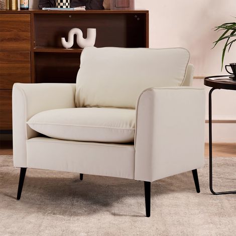 Fauteuil de loisirs monoplace en cuir synthétique anti-rayures,style nordique rétro minimaliste,élégant pour salon,balcon et chambre.