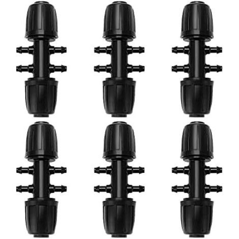 CSPARCV 10 x 2.7 cm 6-way hose connectors for irrigation systems, 6-way drip irrigation connectors for garden and lawn, black--DTEKGAZ