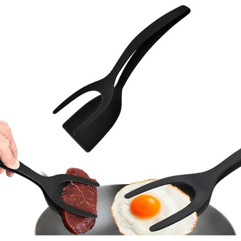 Espátula para tortilla, espátula antiadherente 2 en 1 con clip para alimentos, espátula para huevos de silicona, espátula para huevos de silicona antiadherente, herramienta de cocina multifuncional