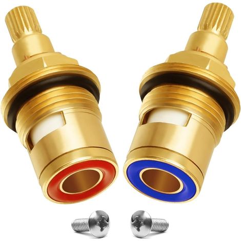 Tete a Disques Ceramique, Paire de Cartouches Céramique Universelles de Rechange pour Robinet, Robinet de Valves de Rechange en Laiton 1/2" de Tour 20 Crans (1/5)