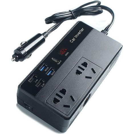 Convertisseur de voiture 150 W 12 V/24 V 110 V/220 V, adaptateur convertisseur de puissance USB Type-C, chargeur QC3.0 Fast (1/5)