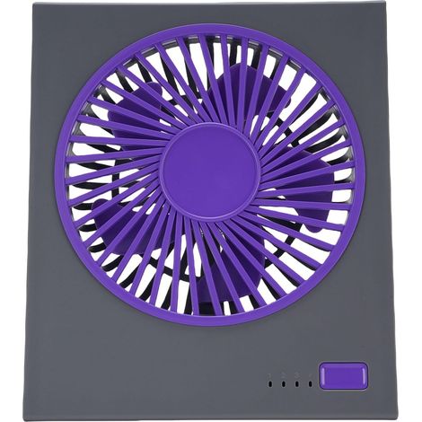 Ventilador de mesa pequeño, batería de larga duración, 4 velocidades, ligero, para uso en bicicleta, material para uso comunitario (gris y morado) (1/5)