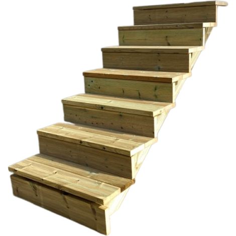 Holztreppe H122cm 7 Stufen, Breite 60cm, MIT Setzstufen