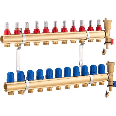 Collecteur laiton pour plancher chauffant NOYON & THIEBAULT 11 boucles