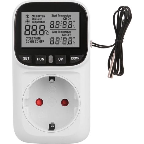 Prise thermostatique, régulateur de température numérique, prise 230 V avec capteur et sonde, écran LCD, régulateur d'humidité, chauffage, refroidissement, interrupteur de température pour serre/aquar