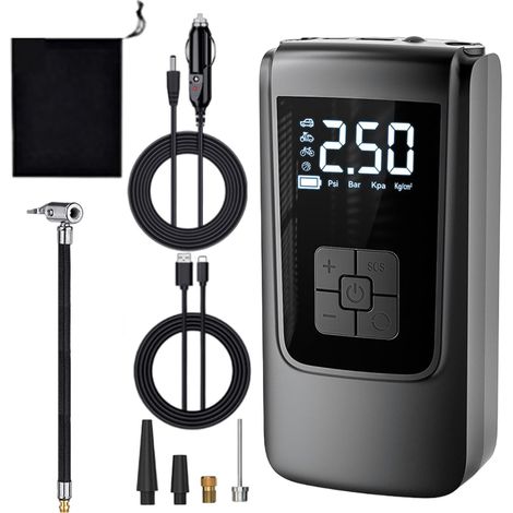Gonfleur de pneu de voiture, pompe à air portative pour pneu de voiture - Pompe à air électrique pour gonfler les pneus avec détection intelligente, pompe à pneus, compresseur