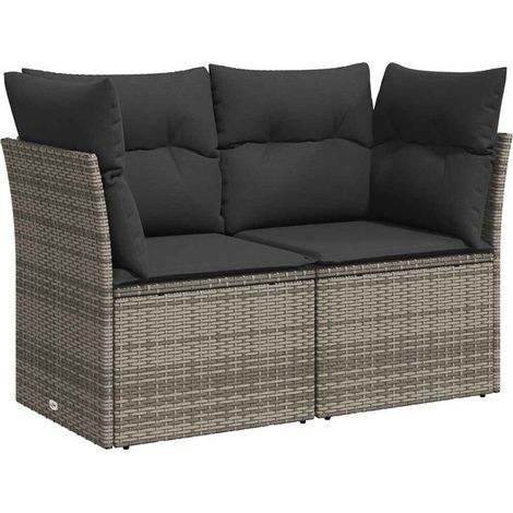 Maison Exclusive - Gartensofa 2-Sitzer mit Kissen Grau Poly Ratta