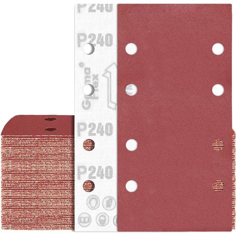 Schleifpapier 80 Stück 93x185mm Klett 240 8 Loch P240 (1/5)