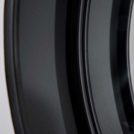 Miroir rond noir Ø61 cm, cadre en métal et MDF, tiroir de rangement décoratif mural (1/5)