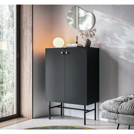 AX LIVING Kommode modern Dinley – 93 cm breit, komplett Schwarz matt